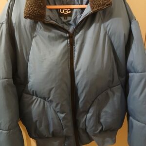 UGG Blue Damian Sherpa Puffer Jacket Preloved Mens Lg.